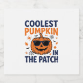 Coolste Pompoen in de Patch Halloween Shirt_1 Sparkling Wijnetiket (Enkel label)