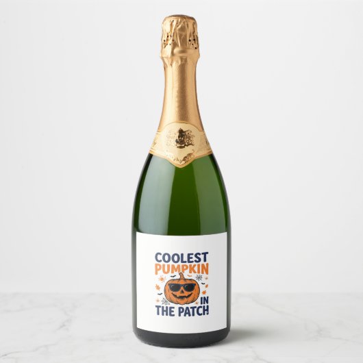 Coolste Pompoen in de Patch Halloween Shirt_1 Sparkling Wijnetiket (Voorkant)
