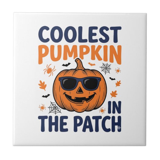 Coolste Pompoen in de Patch Halloween Shirt_1 Tegeltje (Voorkant)