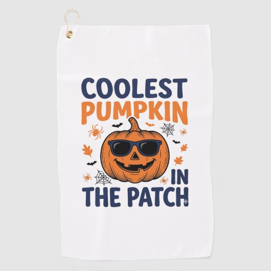 Coolste Pompoen in de Patch Halloween T-shirt_1 Golfhanddoek (Voorkant)