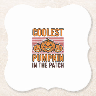 Coolste Pompoen in de Patch Halloween Vintage Des Kartonnen Onderzetters