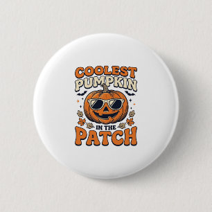 Coolste Pompoen In De Patch Vintage Halloween Shi Ronde Button 5,7 Cm