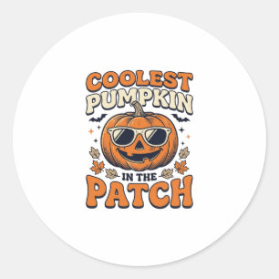 Coolste Pompoen In De Patch Vintage Halloween T-Sh Ronde Sticker
