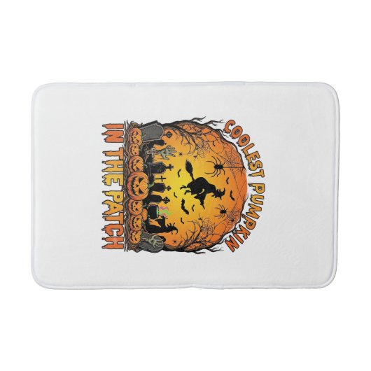 Coolste Pompoenveld Halloween Heks Spinnen Graf Badmat (Voorkant)