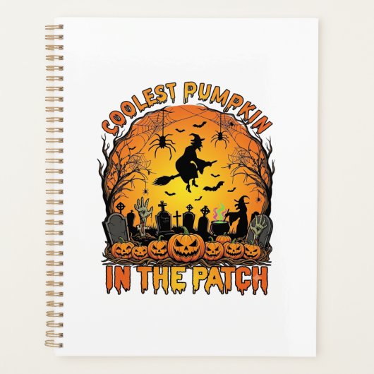 Coolste Pompoenveld Halloween Heks Spinnen Graf Planner (Voorkant)