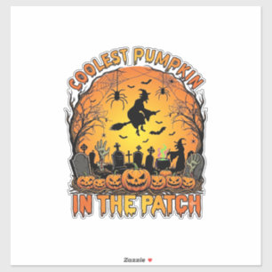 Coolste Pompoenveld Halloween Heks Spinnen Graf Sticker