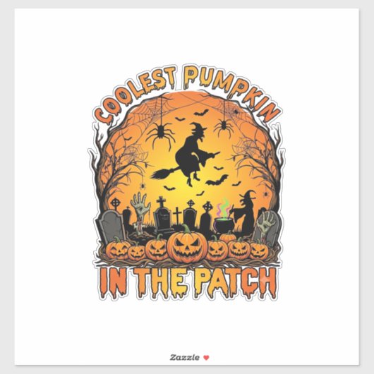 Coolste Pompoenveld Halloween Heks Spinnen Graf Sticker (Vel)