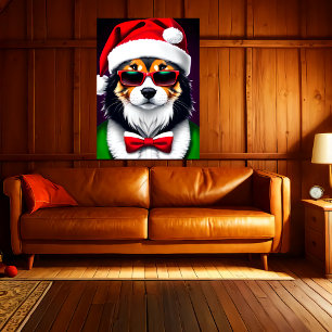 Coolste Santa Hond in de stad AI Art Poster