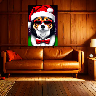 Coolste Santa Hond in de stad | AI Art Poster