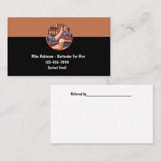 Coolste Thema voor Bartender Te Huur Visitekaartje (Voorkant / Achterkant)