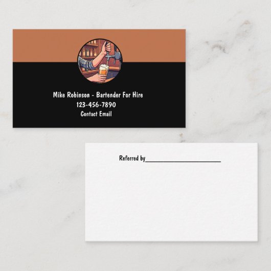 Coolste Thema voor Bartender Te Huur Visitekaartje (Voorkant / Achterkant)