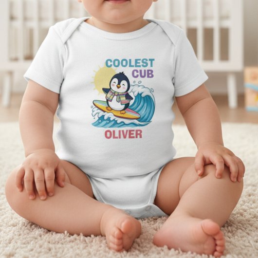 "Coolste Welp" Surfende Pinguïn Romper