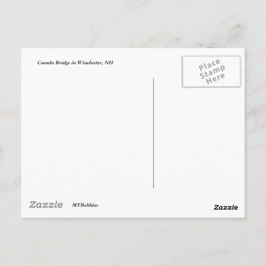 Coombs bedekte brug tussen de bomen briefkaart (Achterkant)