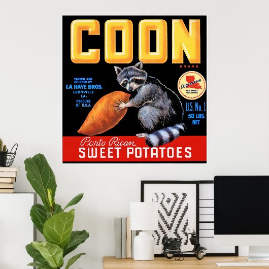 Coon Brand en zoete aardappelen Poster (Thuiskantoor)