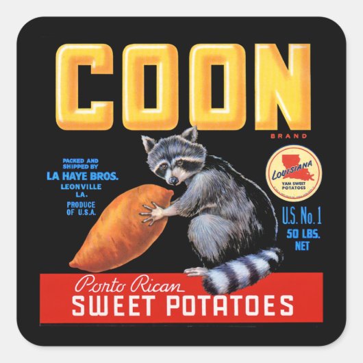 Coon Brand en zoete aardappelen Vierkante Sticker (Voorkant)