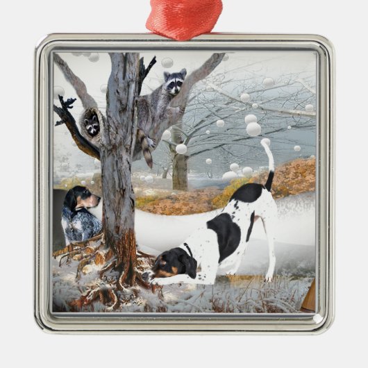 Coon Dog Hunt Metalen Ornament (Voorkant)