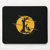 Coon Hound Dog Treing a Raccoon Howling - Fun Coo Muismat (Voorkant)