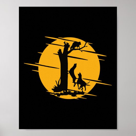 Coon Hound Dog Treing a Raccoon Howling - Fun Coo Poster (Voorkant)