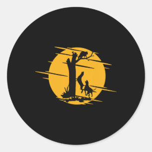 Coon Hound Dog Treing a Raccoon Howling - Fun Coo Ronde Sticker