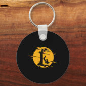 Coon Hound Dog Treing a Raccoon Howling - Fun Coo Sleutelhanger (Voorkant)