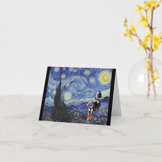 Coon Hound Dogs beroemd gemaakt door Sterrennacht  Kaart (Gele Bloem)