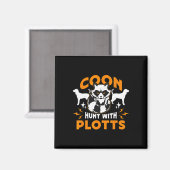 Coon Hunt Met Plotts Jacht Coon Hunters Raccoon Magneet (Voorkant / Achterkant)