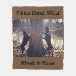 Coon Hunt met zwart en tans Fleece Deken