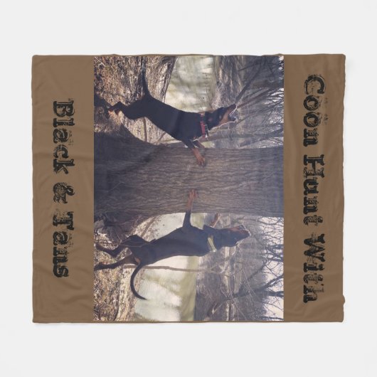 Coon Hunt met zwart en tans Fleece Deken (Voorkant (Horizontaal))