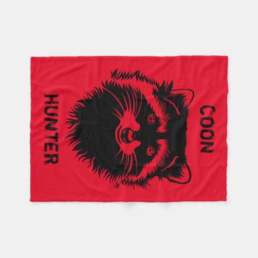 Coon Hunter met Raccoon Fleece Deken (Voorkant (Horizontaal))