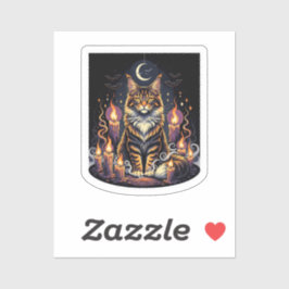 Coon met kaarsen - Maine Coon Halloween Sticker