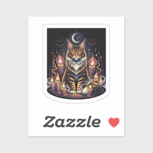 Coon met kaarsen - Maine Coon Halloween Sticker (Vel)