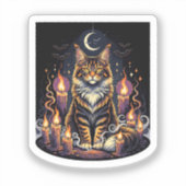 Coon met kaarsen - Maine Coon Halloween Sticker (Voorkant)
