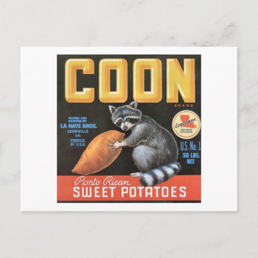 Coon "Porto Rican"  etiket zoete aardappelen Briefkaart (Voorkant)