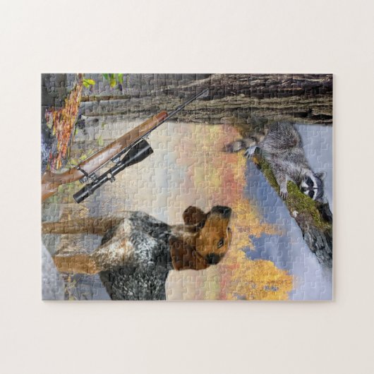 Coon Traped in een boom-puzzel Legpuzzel (Horizontaal)