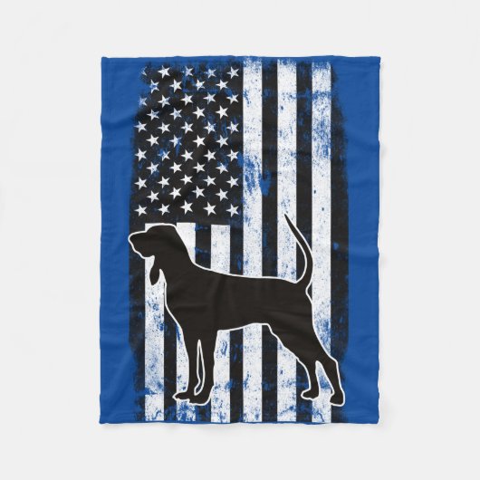 Coonhound & American Flag Fleece Deken (Voorkant)