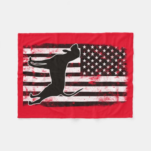 Coonhound & American Flag Fleece Deken (Voorkant (Horizontaal))