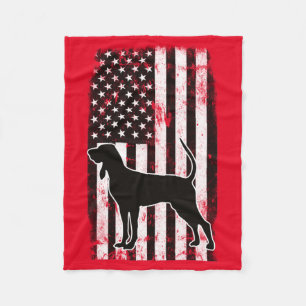 Coonhound & American Flag Fleece Deken
