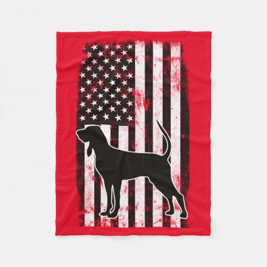 Coonhound & American Flag Fleece Deken (Voorkant)