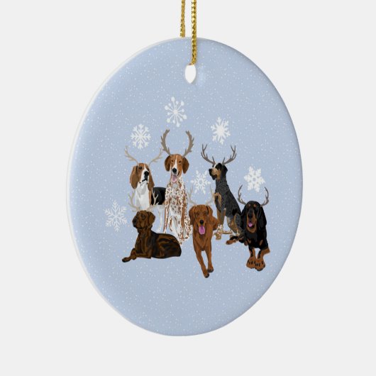 Coonhound Antlers Blue Keramisch Ornament (Rechts)