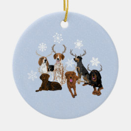 Coonhound Antlers Blue Keramisch Ornament
