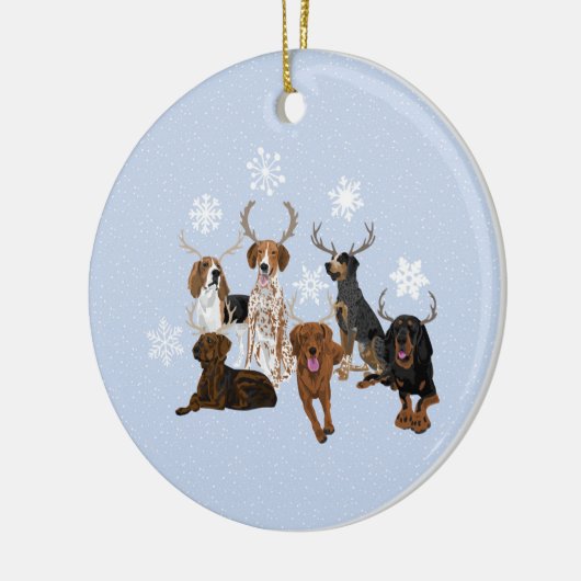 Coonhound Antlers Blue Keramisch Ornament (Links)
