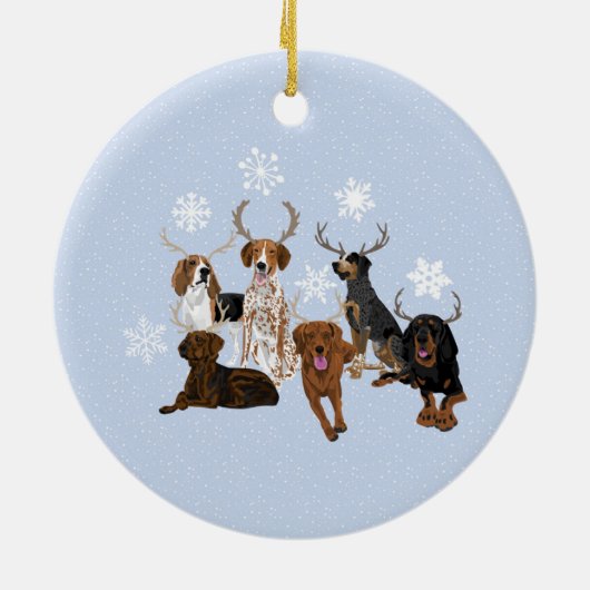 Coonhound Antlers Blue Keramisch Ornament (Achterkant)