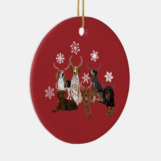 Coonhound Antlers red Keramisch Ornament (Rechts)