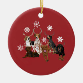 Coonhound Antlers red Keramisch Ornament