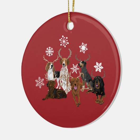 Coonhound Antlers red Keramisch Ornament (Links)