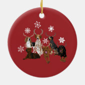 Coonhound Antlers red Keramisch Ornament (Achterkant)