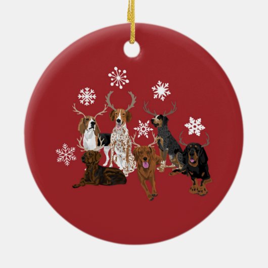 Coonhound Antlers red Keramisch Ornament (Achterkant)