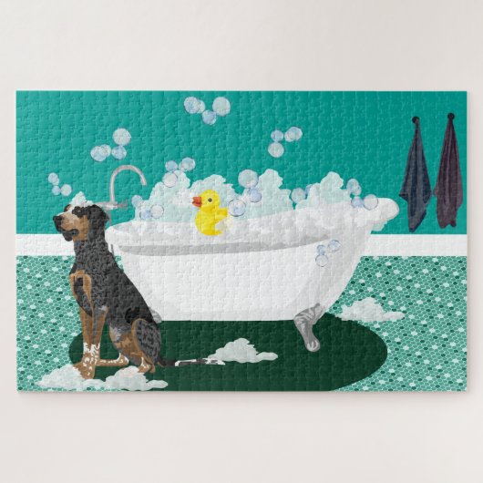 Coonhound Bathtime Puzzle Legpuzzel (Horizontaal)