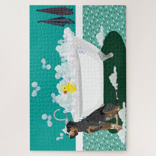 Coonhound Bathtime Puzzle Legpuzzel (Verticaal)