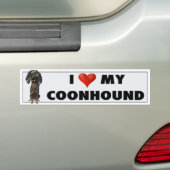 Coonhound (Black and Tan) Love BTC Bumpersticker (Op auto)